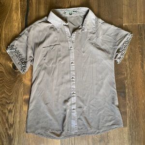 Grey/silver sheer blouse